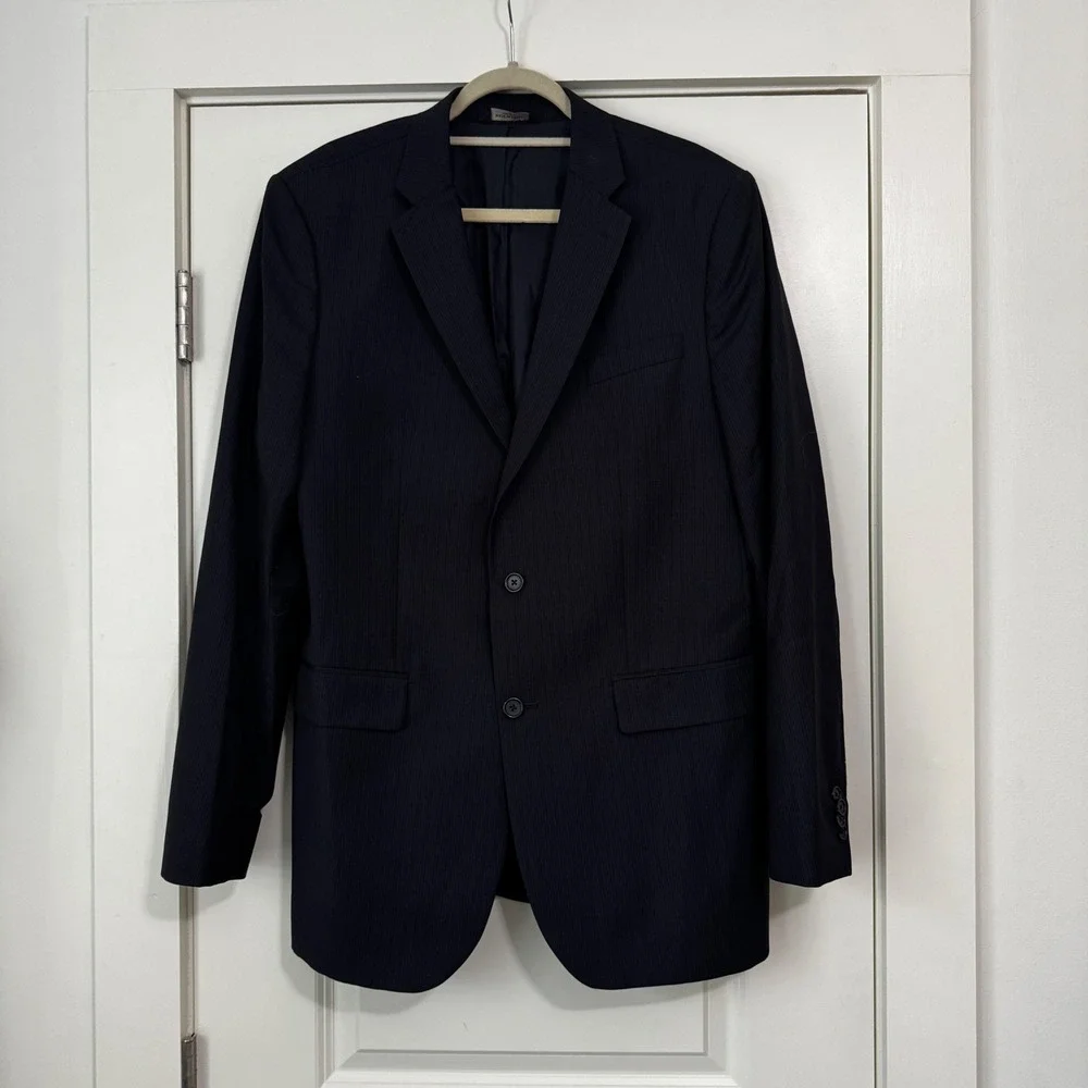 Banana Republic 44 Long Classic Fit 100% Wool Navy Blue Two Button Blazer